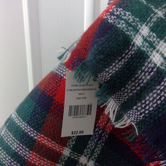 NEW the Paper Store PLAID Blanket SCARF Navy Red Green Large - Picture 6 of 10